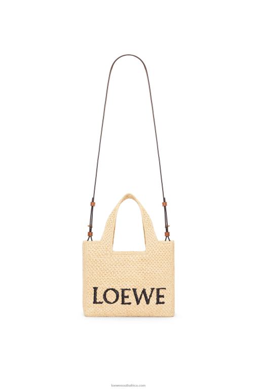 Loewe Women Small Font Tote in raffia 206XF33 Natural
