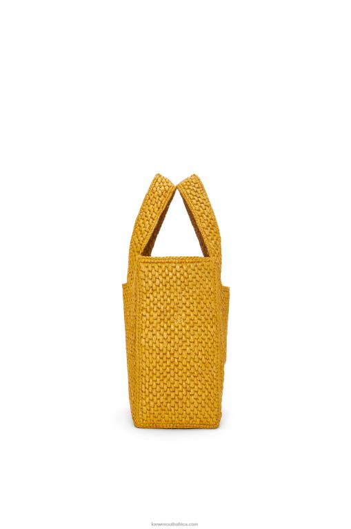 Loewe Women Small Font Tote in raffia 206XF52 Ochre