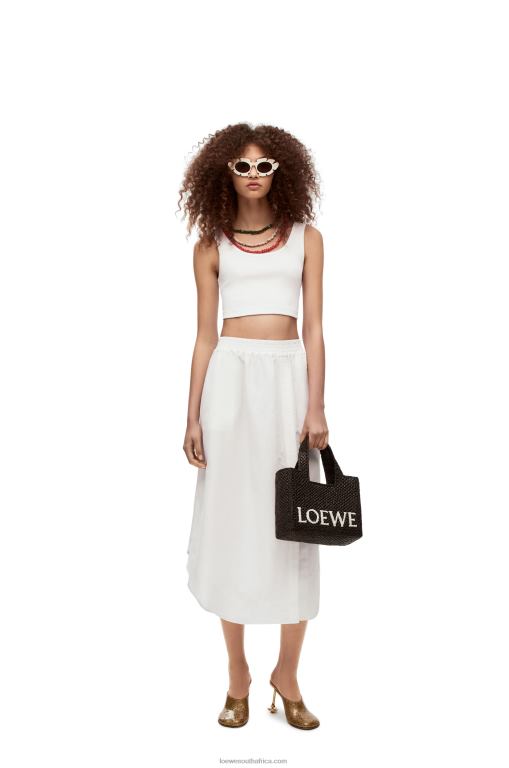Loewe Women Small Font Tote in raffia 206XF53 Black