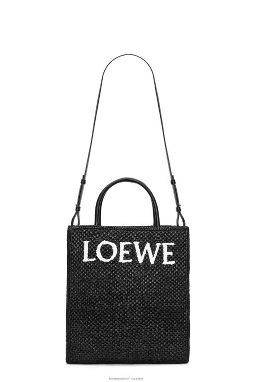 Loewe Women Standard A4 Tote bag in raffia 206XF73 Black/White