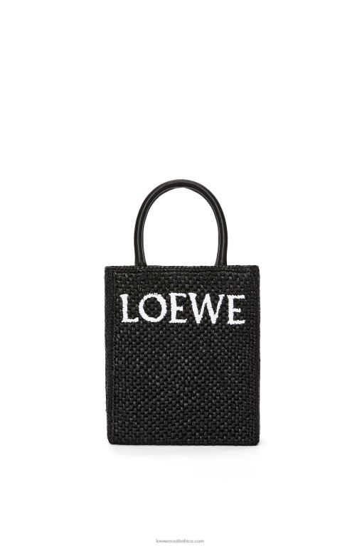 Loewe Women Standard A5 Tote bag in raffia 206XF72 Black/White