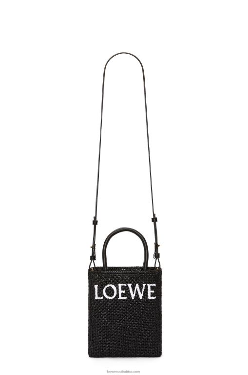 Loewe Women Standard A5 Tote bag in raffia 206XF72 Black/White