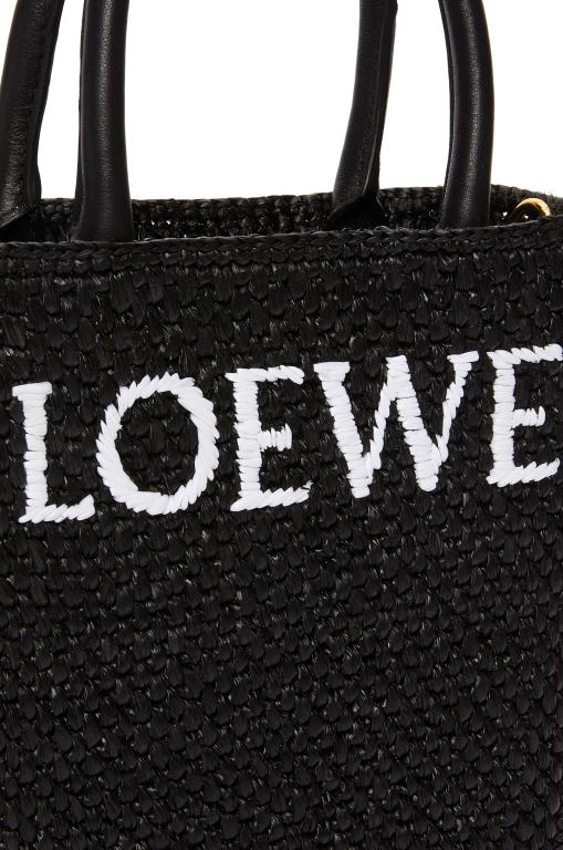 Loewe Women Standard A5 Tote bag in raffia 206XF72 Black/White
