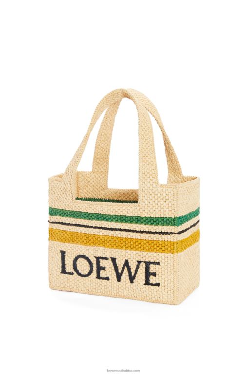 Loewe Women Striped Font Tote in raffia 206XF14 Natural/Multicolor