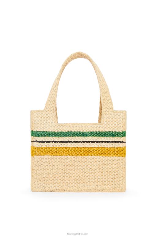 Loewe Women Striped Font Tote in raffia 206XF14 Natural/Multicolor