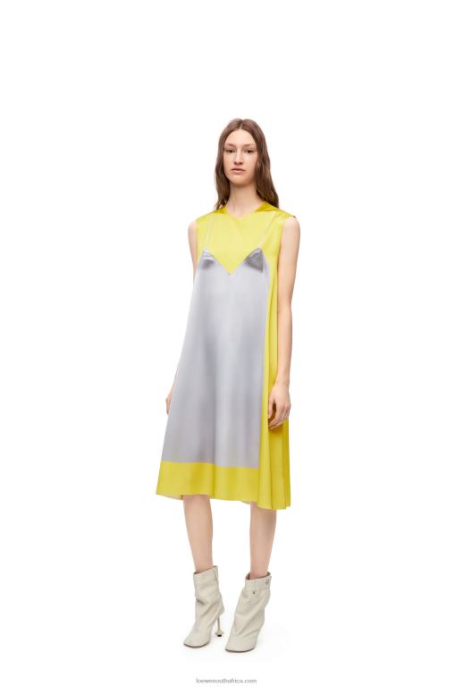 Loewe Women A-line dress in technical satin 206XF1033 Yellow/Grey