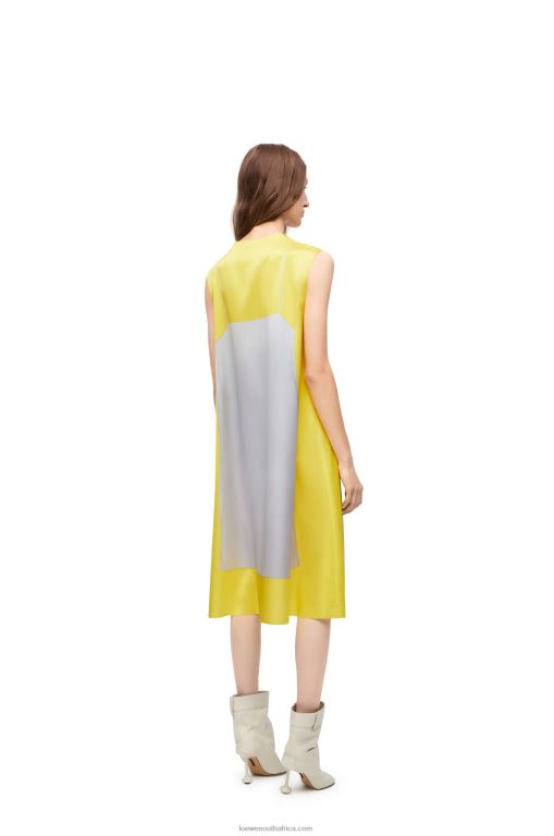 Loewe Women A-line dress in technical satin 206XF1033 Yellow/Grey