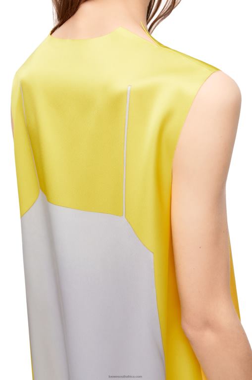 Loewe Women A-line dress in technical satin 206XF1033 Yellow/Grey
