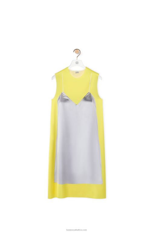 Loewe Women A-line dress in technical satin 206XF1033 Yellow/Grey