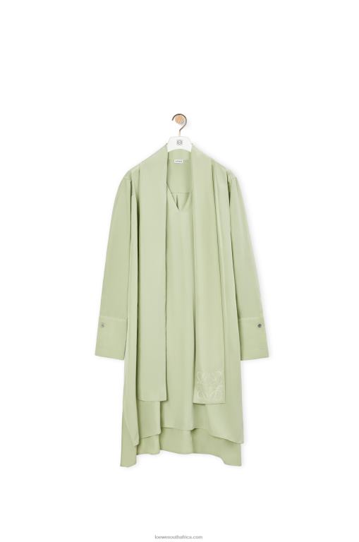 Loewe Women Anagram lavaliere dress in silk 206XF1101 Pale Green