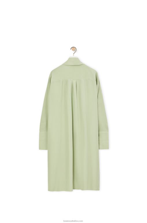 Loewe Women Anagram lavaliere dress in silk 206XF1101 Pale Green