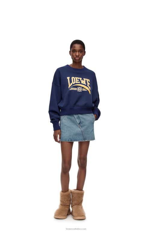 Loewe Women Anagram mini skirt in denim 206XF1186 Mid Blue Denim