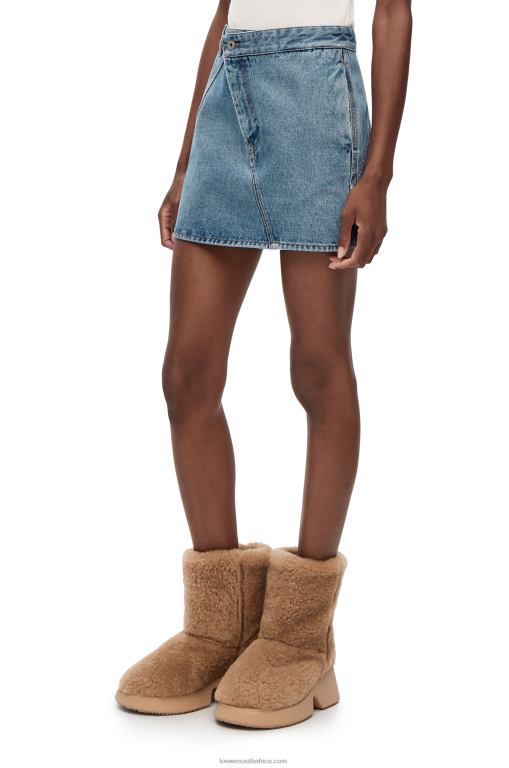 Loewe Women Anagram mini skirt in denim 206XF1186 Mid Blue Denim