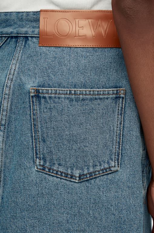 Loewe Women Anagram mini skirt in denim 206XF1186 Mid Blue Denim