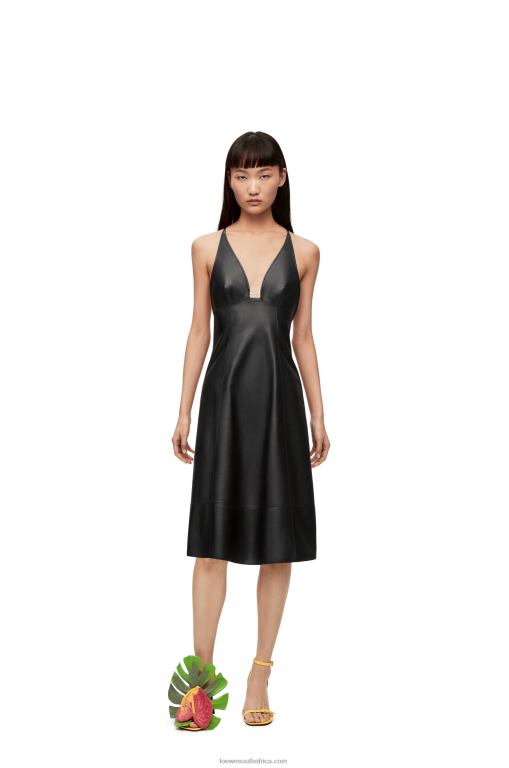 Loewe Women Anagram strappy dress in nappa 206XF1071 Black