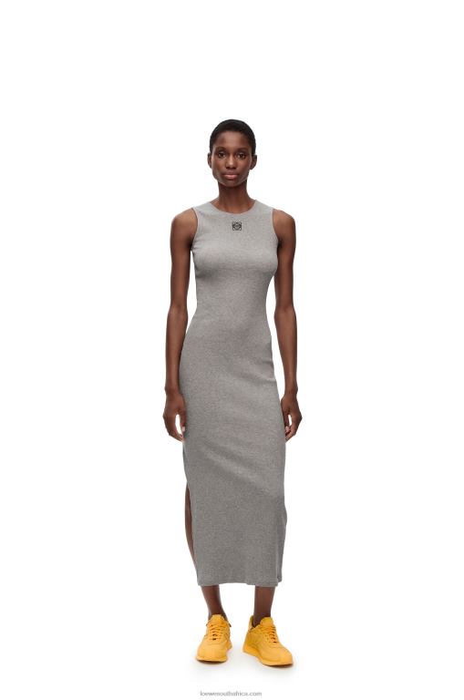 Loewe Women Anagram tank dress in cotton 206XF1090 Grey Melange