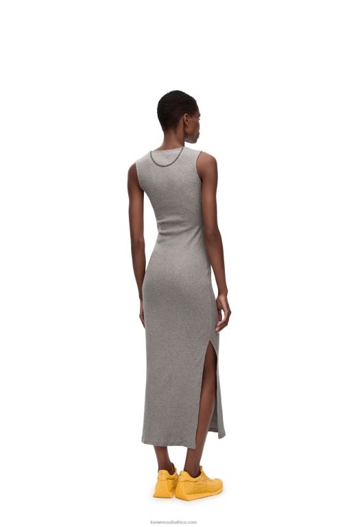 Loewe Women Anagram tank dress in cotton 206XF1090 Grey Melange