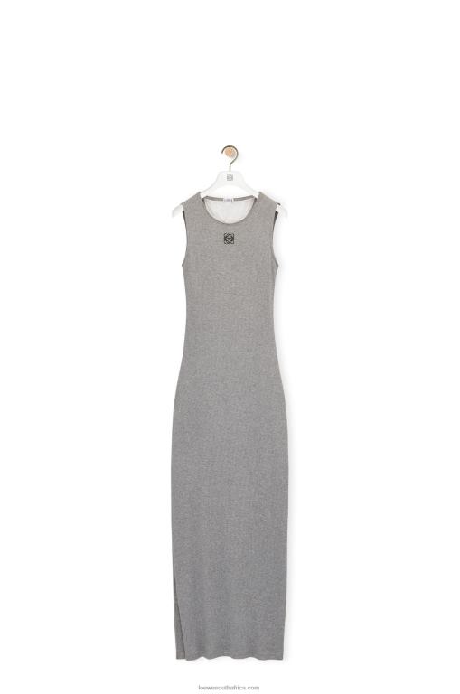 Loewe Women Anagram tank dress in cotton 206XF1090 Grey Melange