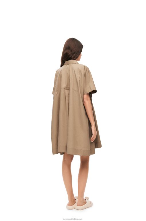 Loewe Women Anagram tunic dress in cotton 206XF1050 Taos Taupe