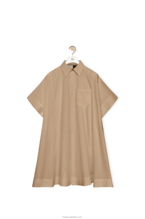 Loewe Women Anagram tunic dress in cotton 206XF1050 Taos Taupe