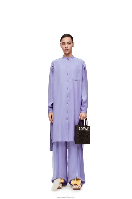 Loewe Women Anagram tunic dress in silk toile 206XF1075 Lilac