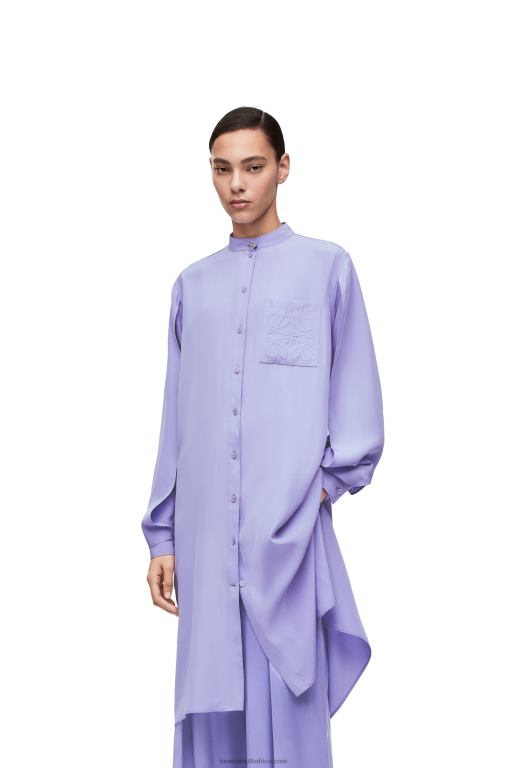 Loewe Women Anagram tunic dress in silk toile 206XF1075 Lilac