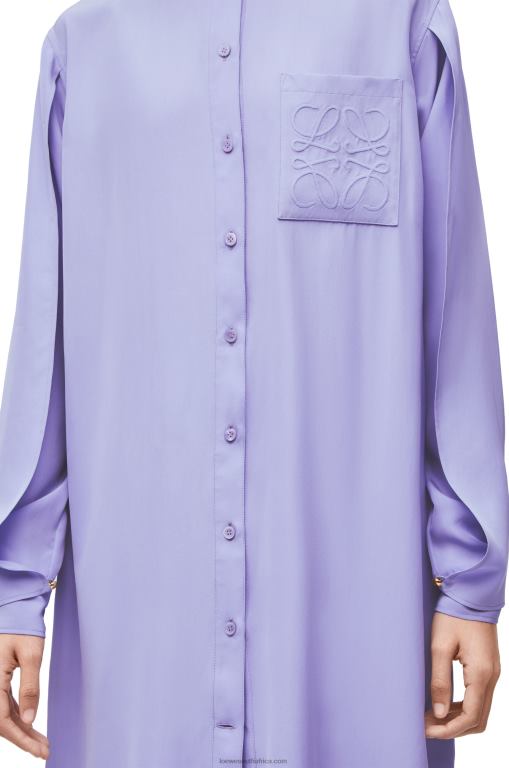 Loewe Women Anagram tunic dress in silk toile 206XF1075 Lilac
