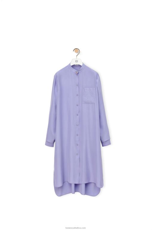 Loewe Women Anagram tunic dress in silk toile 206XF1075 Lilac