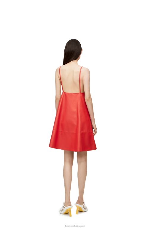 Loewe Women Anthurium strappy dress in nappa 206XF1065 Red