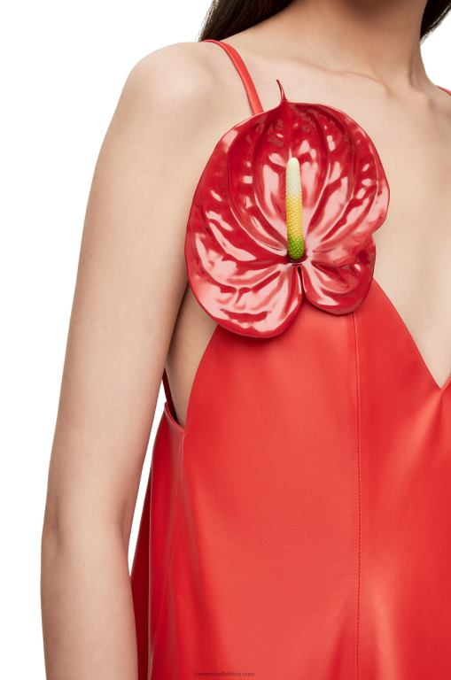 Loewe Women Anthurium strappy dress in nappa 206XF1065 Red