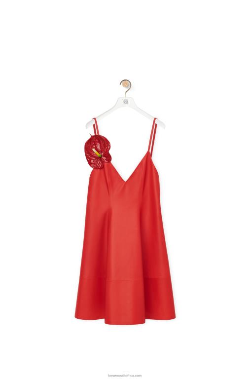 Loewe Women Anthurium strappy dress in nappa 206XF1065 Red