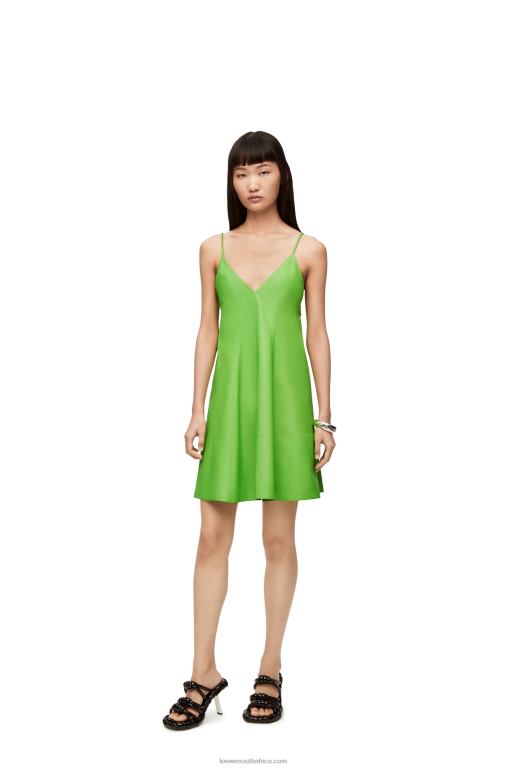 Loewe Women Anthurium strappy dress in nappa 206XF1067 Fluo Green