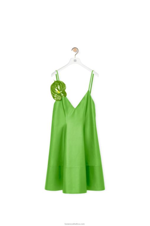 Loewe Women Anthurium strappy dress in nappa 206XF1067 Fluo Green