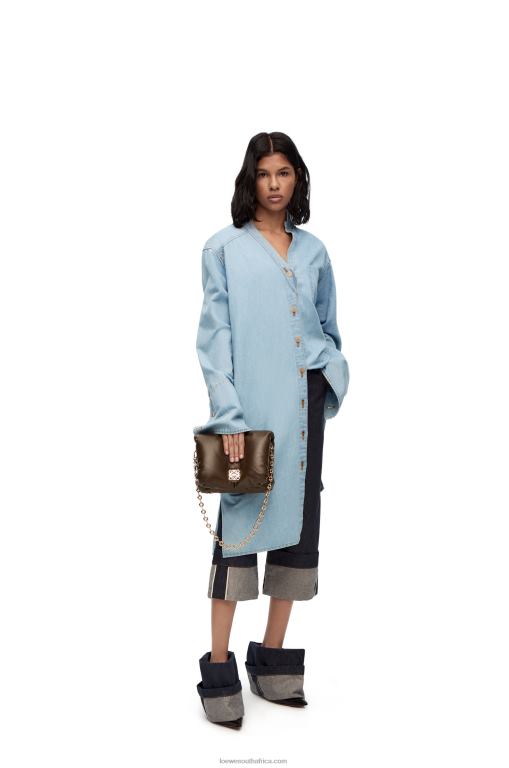 Loewe Women Asymmetric shirt dress in cotton blend denim 206XF1094 Light Denim