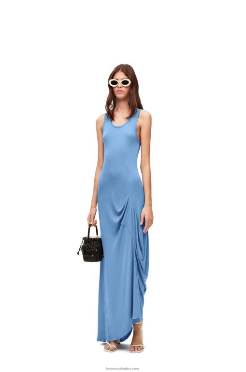 Loewe Women Asymmetric tank dress in viscose 206XF1048 Sky Blue