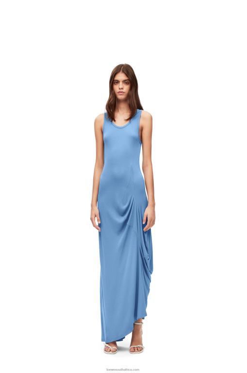 Loewe Women Asymmetric tank dress in viscose 206XF1048 Sky Blue