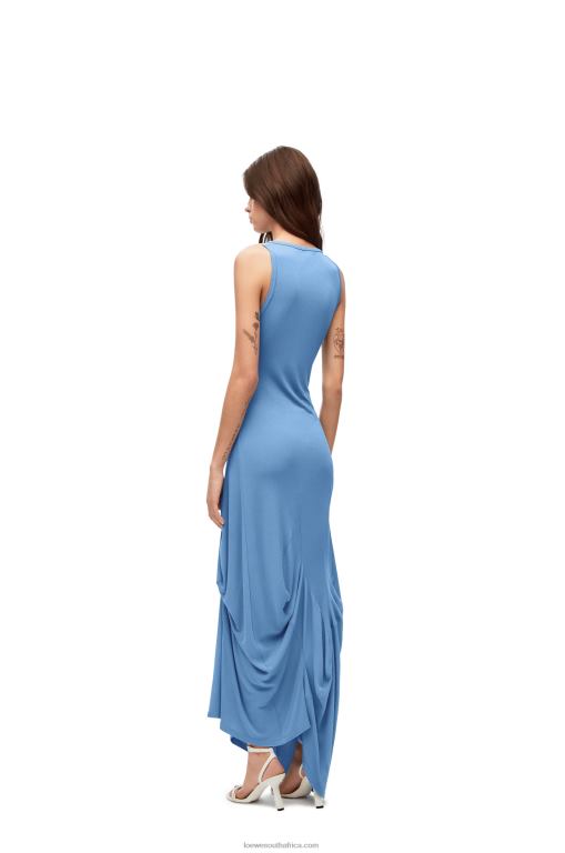 Loewe Women Asymmetric tank dress in viscose 206XF1048 Sky Blue