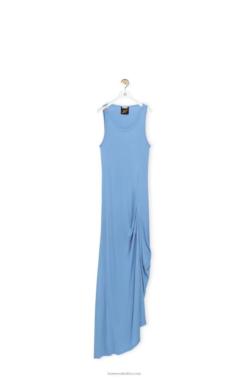 Loewe Women Asymmetric tank dress in viscose 206XF1048 Sky Blue