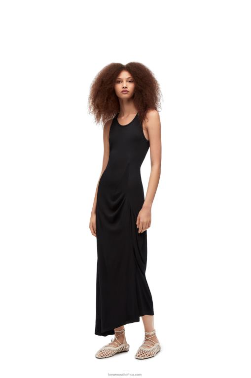 Loewe Women Asymmetric tank dress in viscose 206XF1060 Black