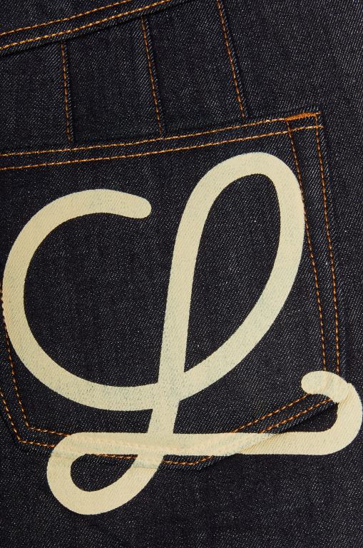 Loewe Women Curved mini skirt in denim 206XF1184 Raw Denim