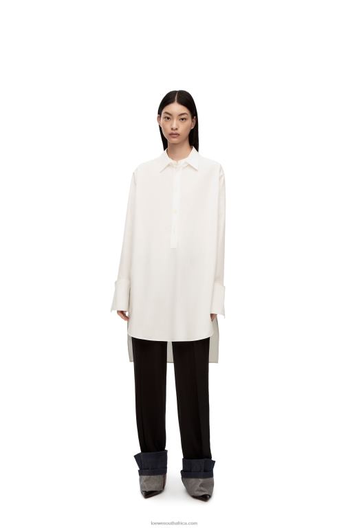Loewe Women Deconstructed shirt dress in cotton 206XF1095 Optic White