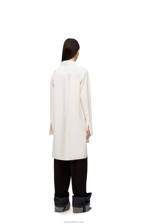 Loewe Women Deconstructed shirt dress in cotton 206XF1095 Optic White