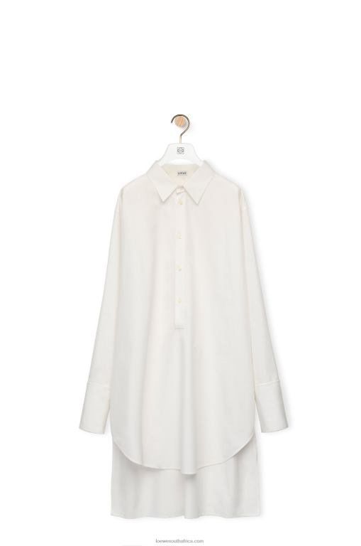 Loewe Women Deconstructed shirt dress in cotton 206XF1095 Optic White
