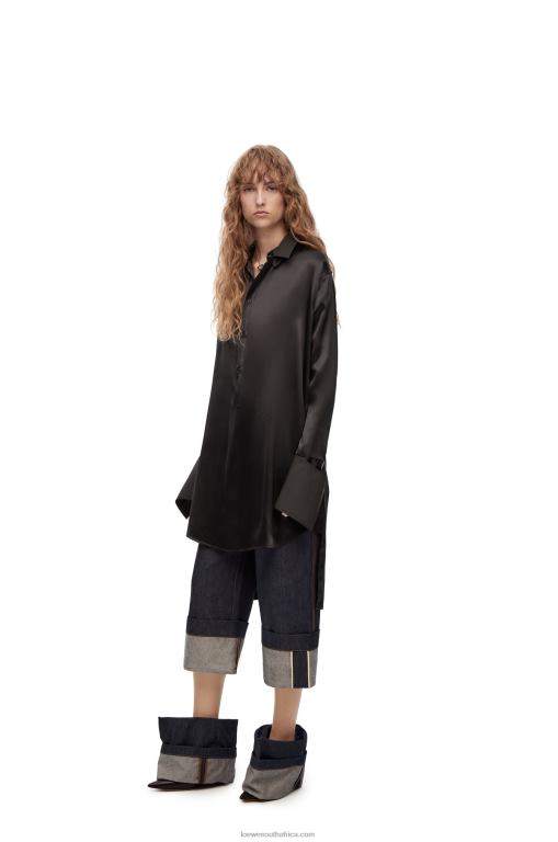 Loewe Women Deconstructed shirt dress in silk 206XF1099 Black