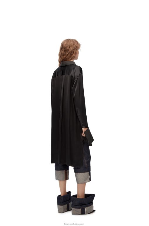 Loewe Women Deconstructed shirt dress in silk 206XF1099 Black