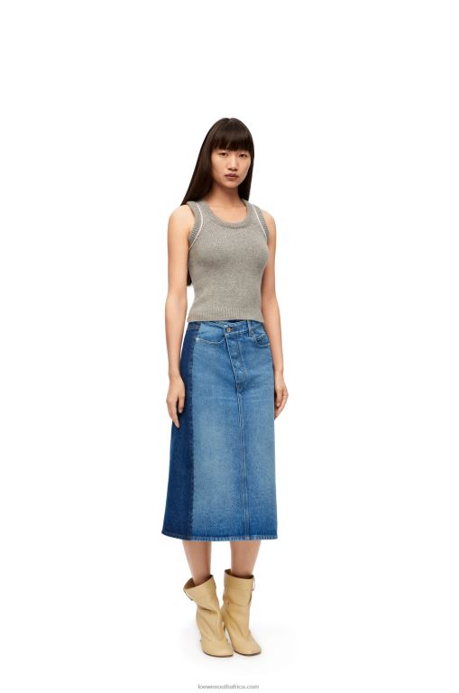 Loewe Women Deconstructed skirt in denim 206XF1160 Denim Blue