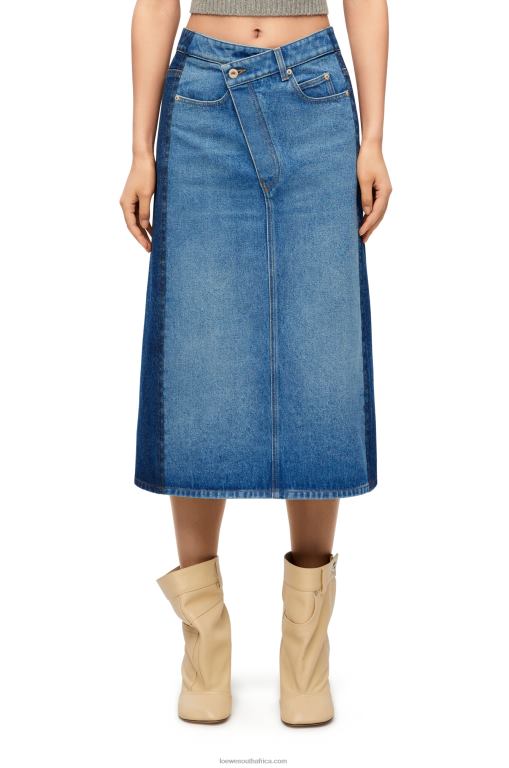 Loewe Women Deconstructed skirt in denim 206XF1160 Denim Blue