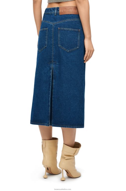 Loewe Women Deconstructed skirt in denim 206XF1160 Denim Blue