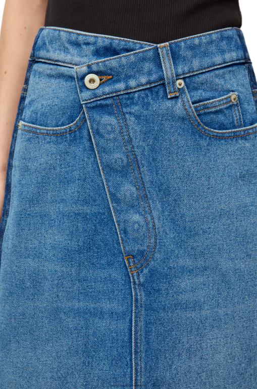 Loewe Women Deconstructed skirt in denim 206XF1160 Denim Blue