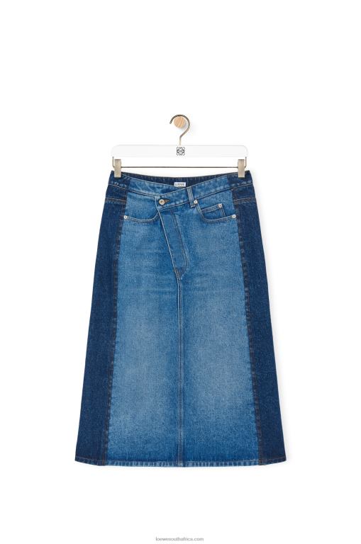 Loewe Women Deconstructed skirt in denim 206XF1160 Denim Blue